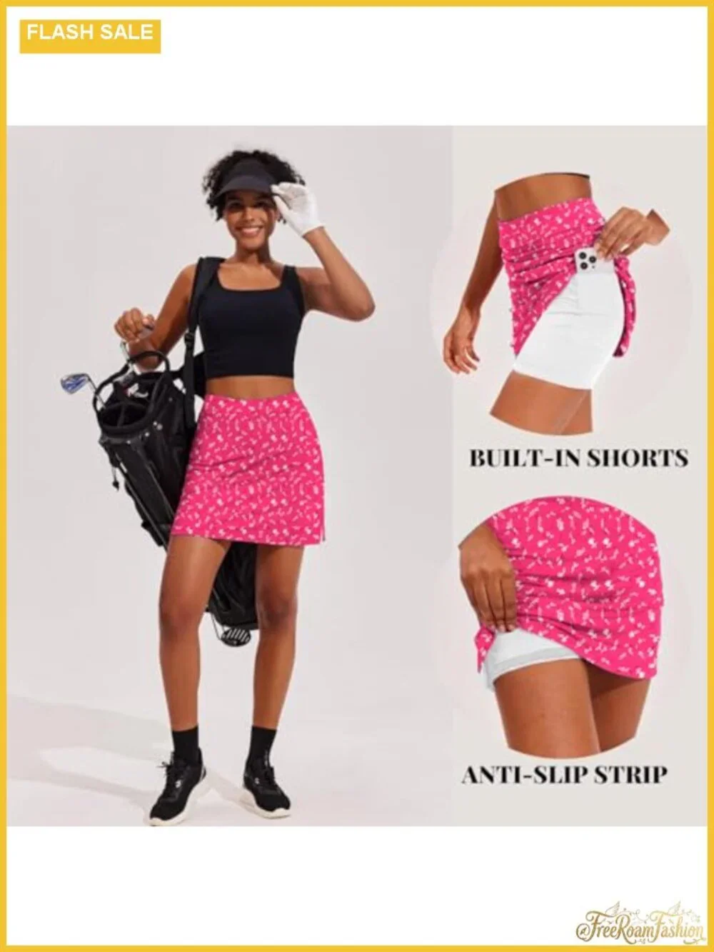 Women's Skort with Pockets Silicone Grippers Athletic Golf Tennis